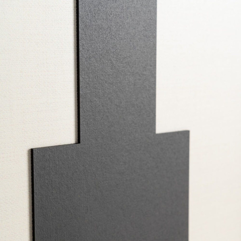 Grand Tableau mural imprimé & relief abstrait Terracotta & Noir Cadre MDF effet hêtre 152x52 Hirol - 4