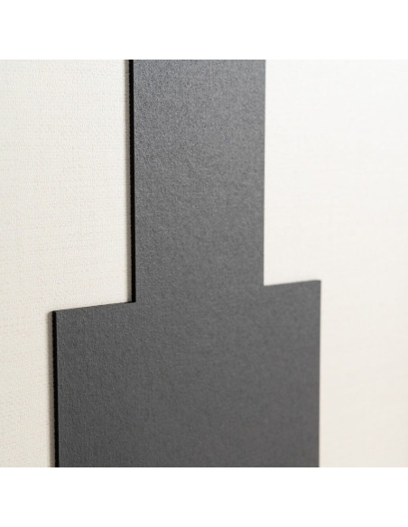 Grand Tableau mural imprimé & relief abstrait Terracotta & Noir Cadre MDF effet hêtre 152x52 Hirol - 4