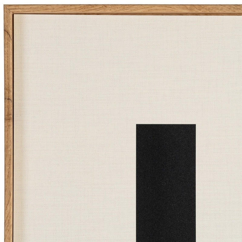 Grand Tableau mural imprimé & relief abstrait Terracotta & Noir Cadre MDF effet hêtre 152x52 Hirol - 5