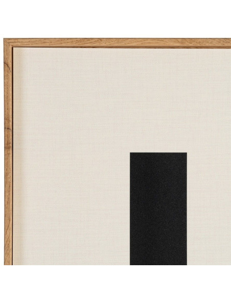 Grand Tableau mural imprimé & relief abstrait Terracotta & Noir Cadre MDF effet hêtre 152x52 Hirol - 5