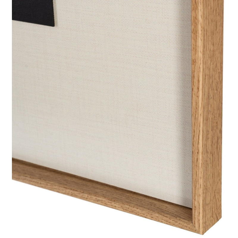 Grand Tableau mural imprimé & relief abstrait Terracotta & Noir Cadre MDF effet hêtre 152x52 Hirol - 6