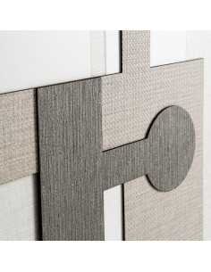 Grand Tableau mural imprimé & relief abstrait Beige & vert Cadre MDF effet hêtre 152x52 Naero 