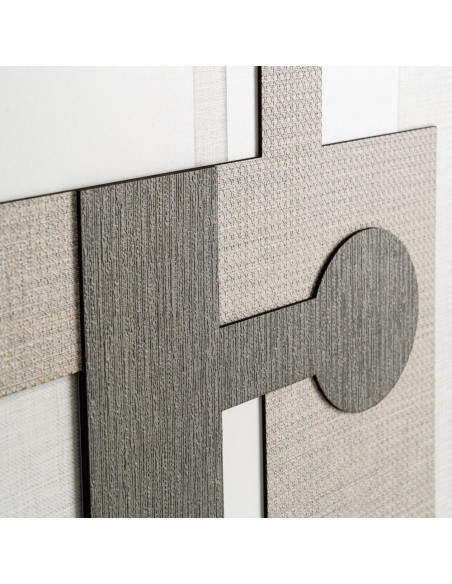 Grand Tableau mural imprimé & relief abstrait Beige & vert Cadre MDF effet hêtre 152x52 Naero 