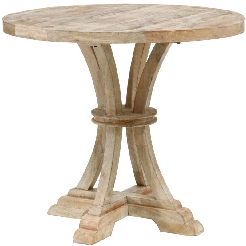 Table à manger campagne chic Ronde 2 personnes 85 cm Naturel Devyn 