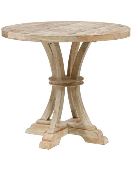 Table à manger campagne chic Ronde 2 personnes 85 cm Naturel Devyn 