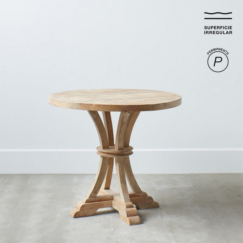 Table à manger campagne chic Ronde 2 personnes 85 cm Naturel Devyn 