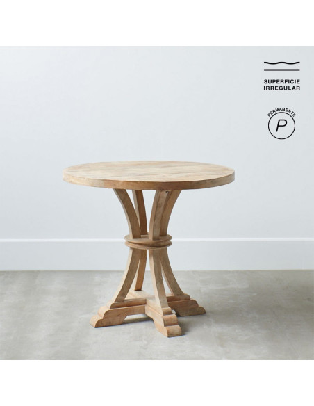 Table à manger campagne chic Ronde 2 personnes 85 cm Naturel Devyn 