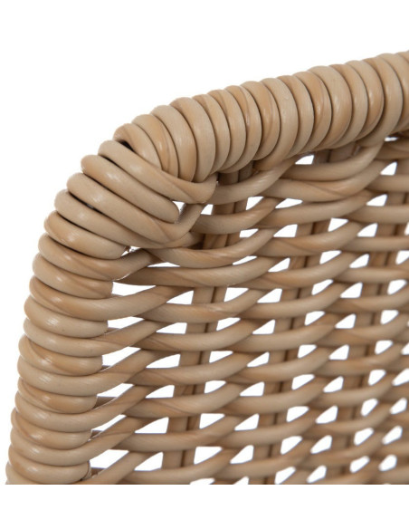 Tabouret de bar extérieur bohème Naturel Tressé Métal Noir Vaeli 