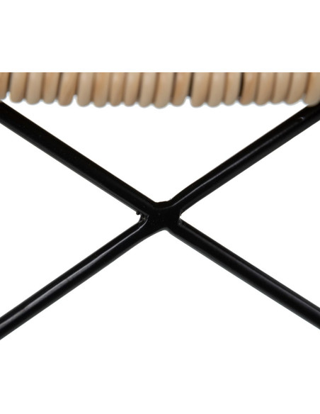 Tabouret de bar extérieur bohème Naturel Tressé Métal Noir Vaeli 