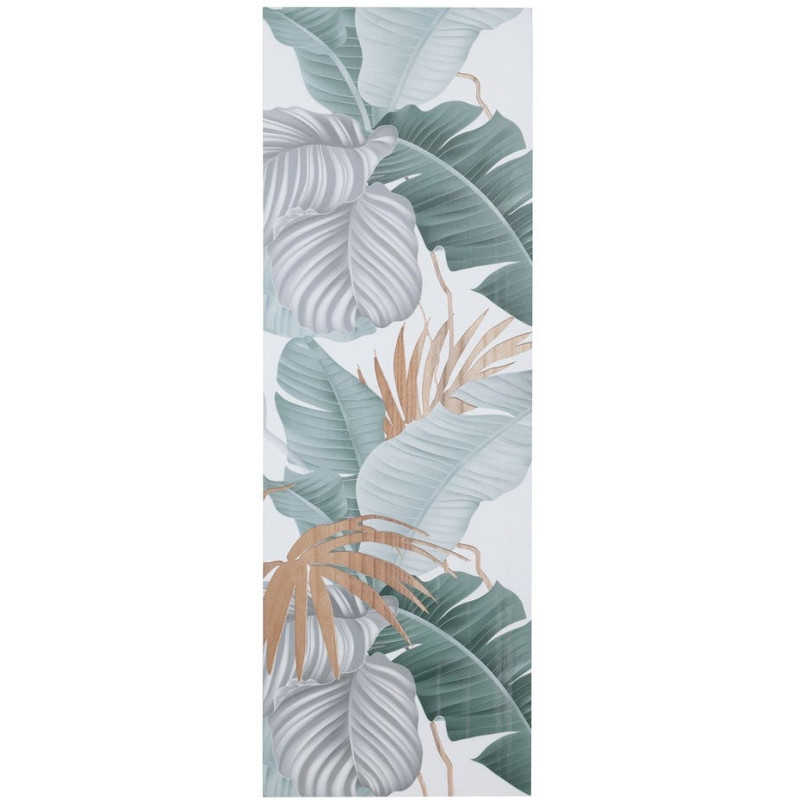 Grand Tableau mural triptyque Feuilles Tropicales 120x120 Sculpté Yilor 