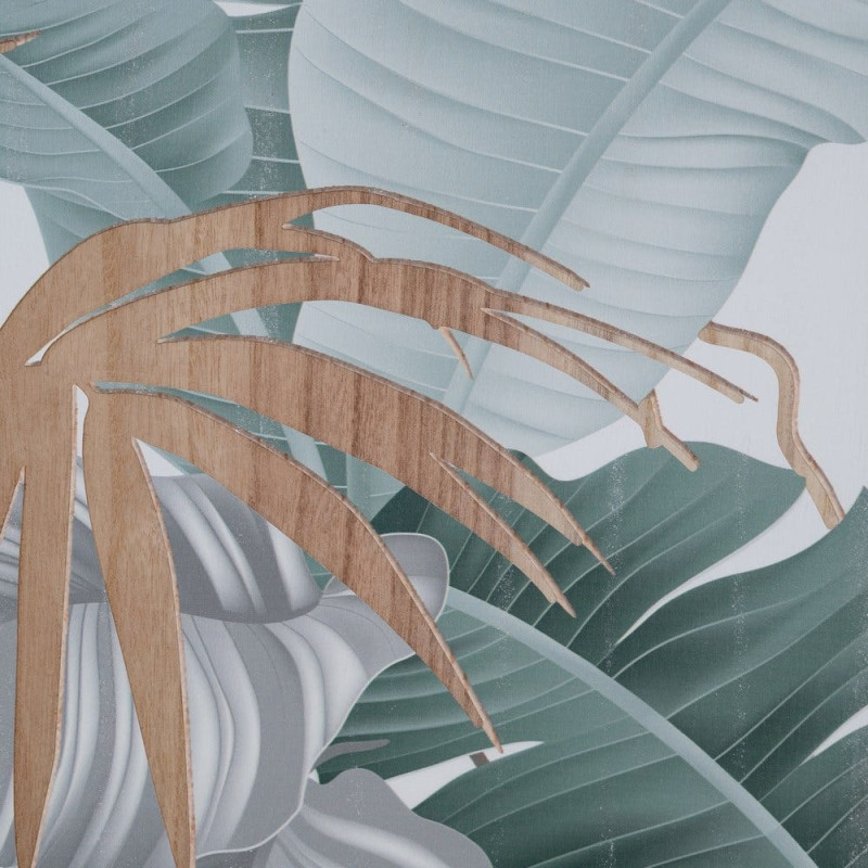 Grand Tableau mural triptyque Feuilles Tropicales 120x120 Sculpté Yilor 