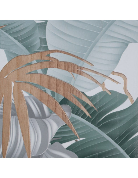 Grand Tableau mural triptyque Feuilles Tropicales 120x120 Sculpté Yilor 