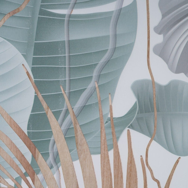 Grand Tableau mural triptyque Feuilles Tropicales 120x120 Sculpté Yilor 