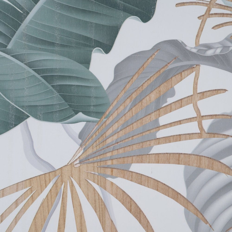 Grand Tableau mural triptyque Feuilles Tropicales 120x120 Sculpté Yilor 