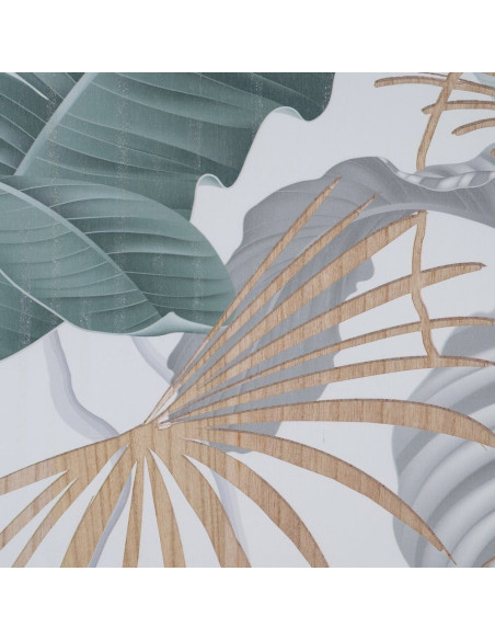 Grand Tableau mural triptyque Feuilles Tropicales 120x120 Sculpté Yilor 