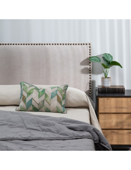 Tête de lit avec clous décoratifs 2 personnes 160x80 Beige Bois pin massif Bois MDF Zaren 