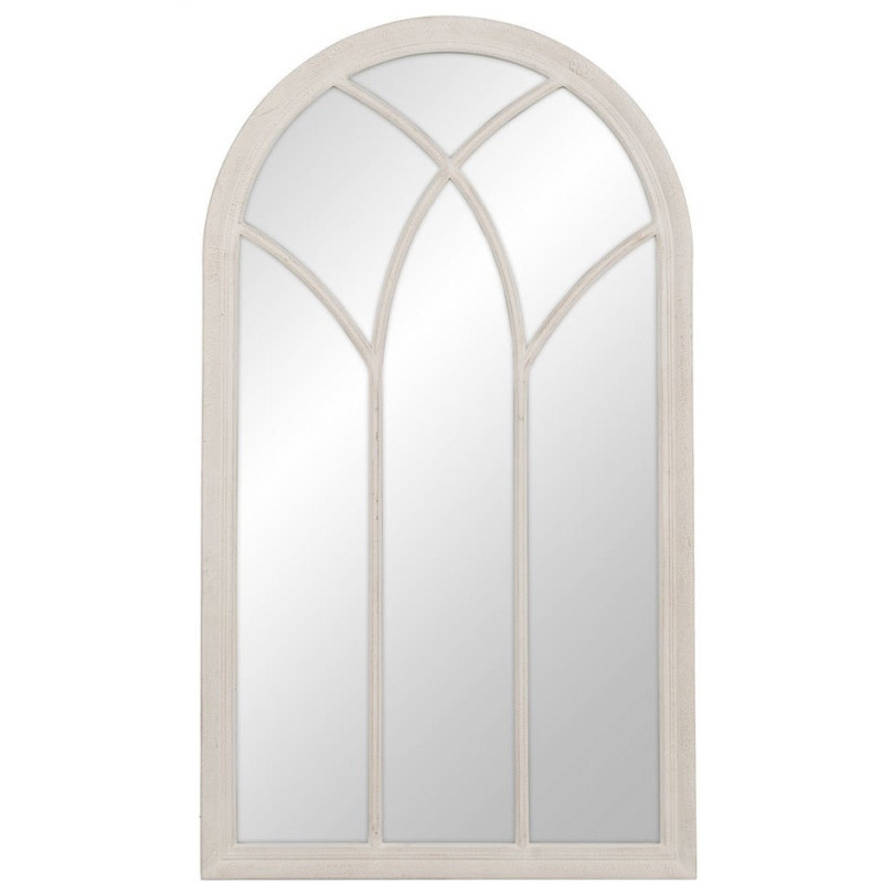 Miroir Mural Fenêtre 80x140 en Bois de paulownia Blanc Ileana - 1