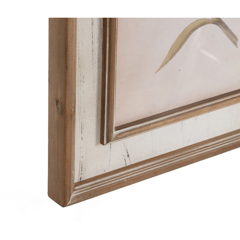 Tableau mural imprimé sous verre 4 Oiseaux Cadre Bois de sapin naturel 72x88 Navek 