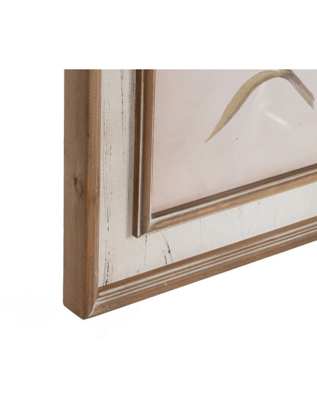 Tableau mural imprimé sous verre 4 Oiseaux Cadre Bois de sapin naturel 72x88 Navek 