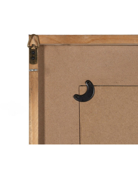 Tableau mural imprimé sous verre 4 Oiseaux Cadre Bois de sapin naturel 72x88 Navek 