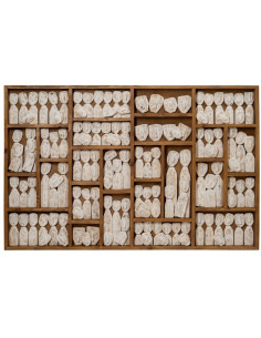 Grande Décoration murale ethnique chic sculptée 144x94 Marron Blanc Vieilli Toyen