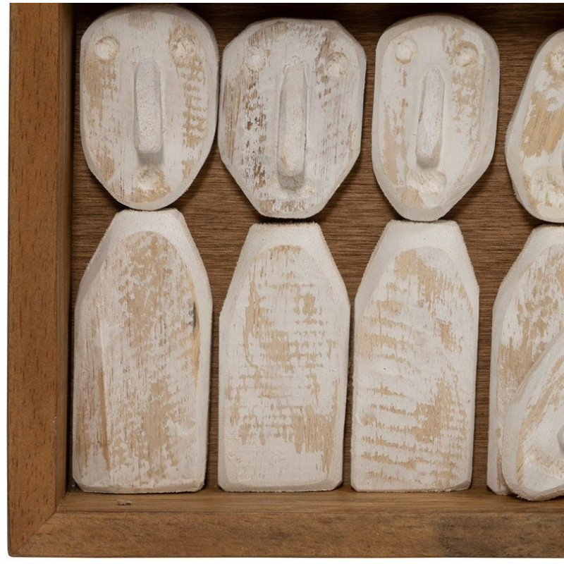 Grande Décoration murale ethnique chic sculptée 144x94 Marron Blanc Vieilli Toyen 