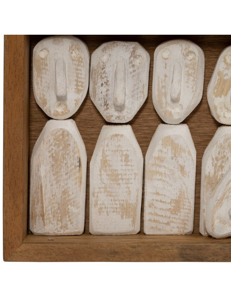 Grande Décoration murale ethnique chic sculptée 144x94 Marron Blanc Vieilli Toyen 