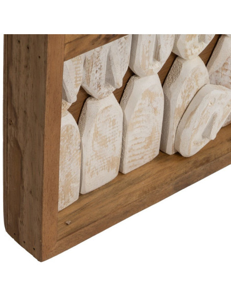 Grande Décoration murale ethnique chic sculptée 144x94 Marron Blanc Vieilli Toyen 