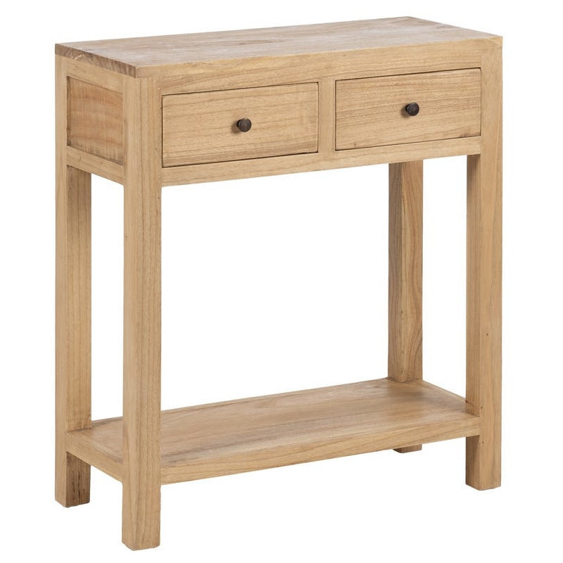 Petite console rustique chic 2 tiroirs 70 cm Naturel Nakel 