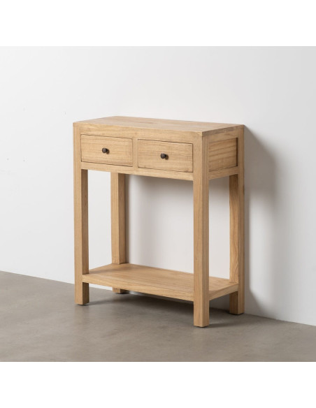 Petite console rustique chic 2 tiroirs 70 cm Naturel Nakel 