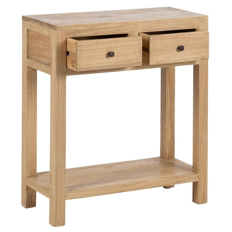 Petite console rustique chic 2 tiroirs 70 cm Naturel Nakel 