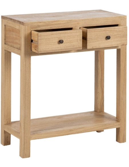 Petite console rustique chic 2 tiroirs 70 cm Naturel Nakel 