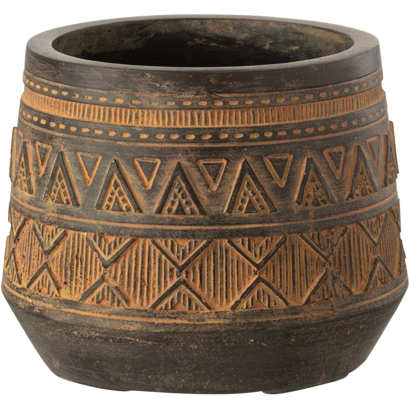 Cache-pot en Magnésium Marron Binu Diamètre 20 cm Motif ethnique - 1