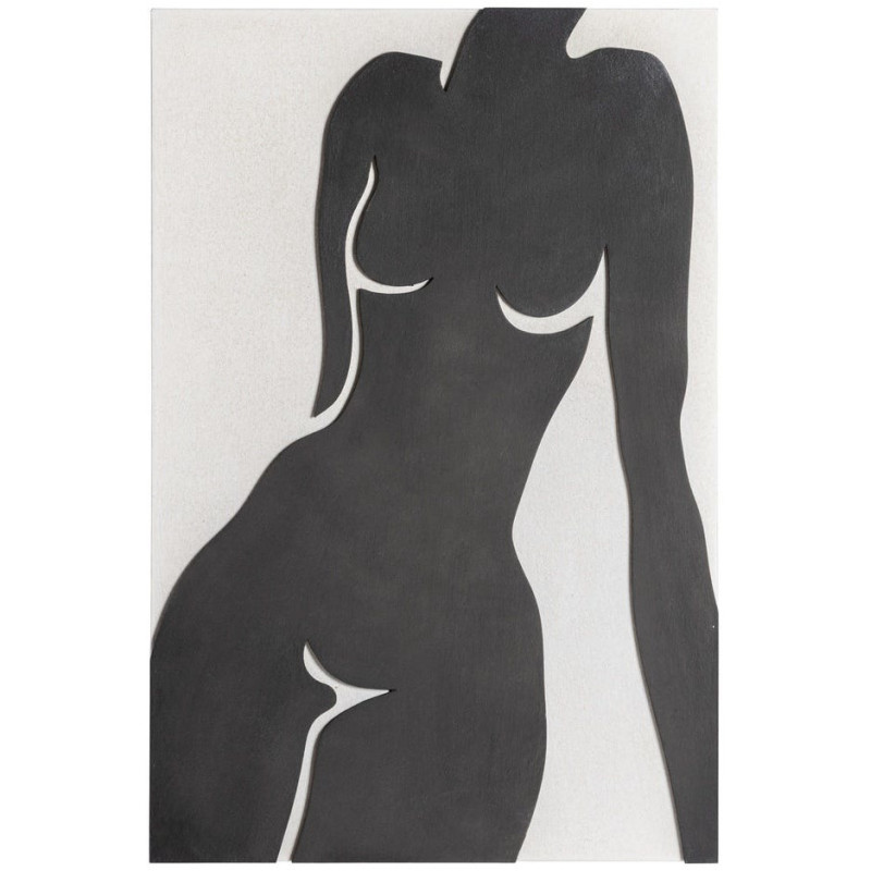 Grand Tableau mural relief Nu féminin 80x120 Noir Blanc Enlia