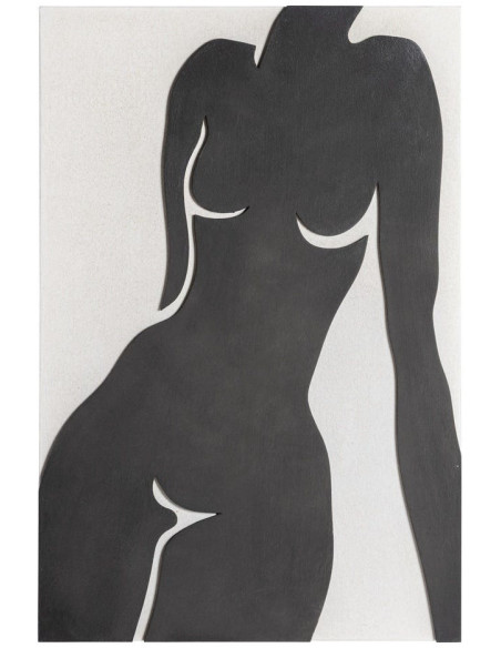 Grand Tableau mural relief Nu féminin 80x120 Noir Blanc Enlia