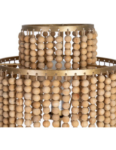 Grand Lampadaire sur pied bohème chic Perles Hauteur 152 cm Naturel Métal Doré Ciron 