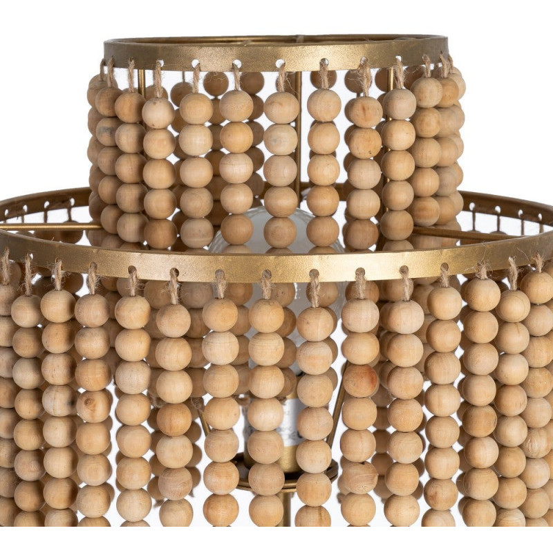 Grand Lampadaire sur pied bohème chic Perles Hauteur 152 cm Naturel Métal Doré Ciron 