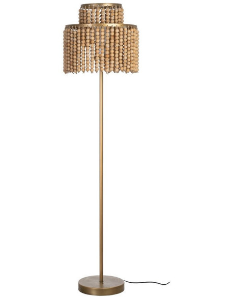 Grand Lampadaire sur pied bohème chic Perles Hauteur 152 cm Naturel Métal Doré Ciron 