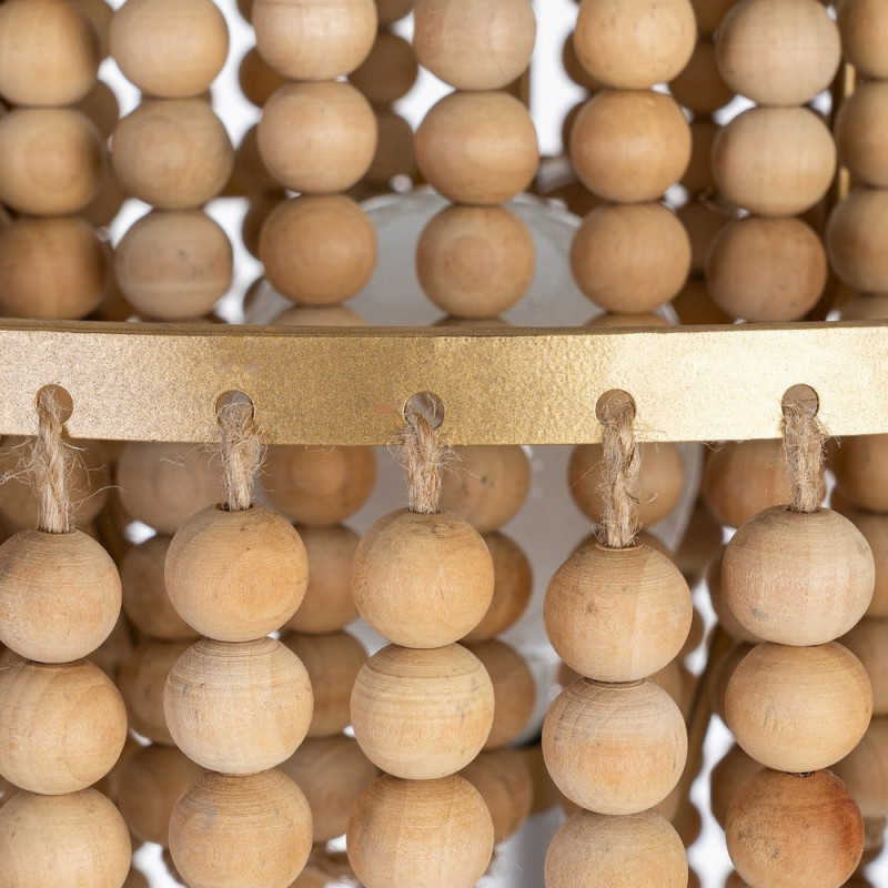 Grand Lampadaire sur pied bohème chic Perles Hauteur 152 cm Naturel Métal Doré Ciron 