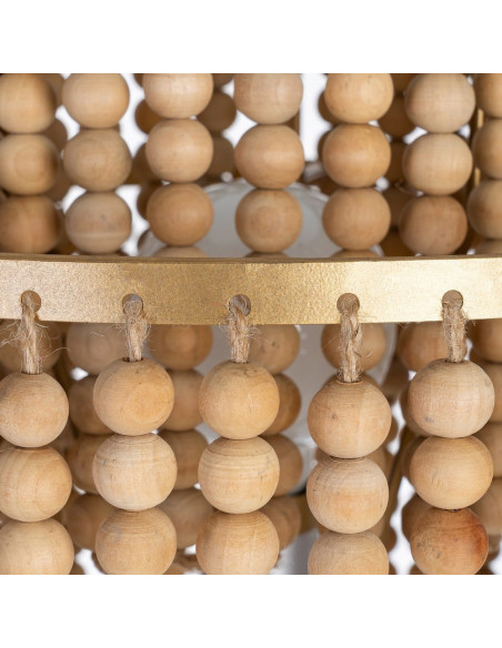 Grand Lampadaire sur pied bohème chic Perles Hauteur 152 cm Naturel Métal Doré Ciron 