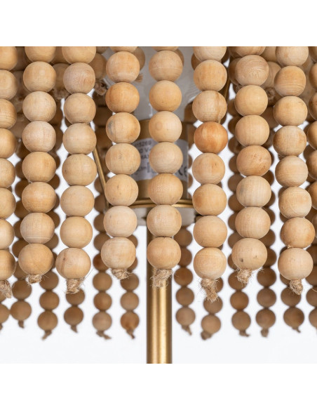 Grand Lampadaire sur pied bohème chic Perles Hauteur 152 cm Naturel Métal Doré Ciron 