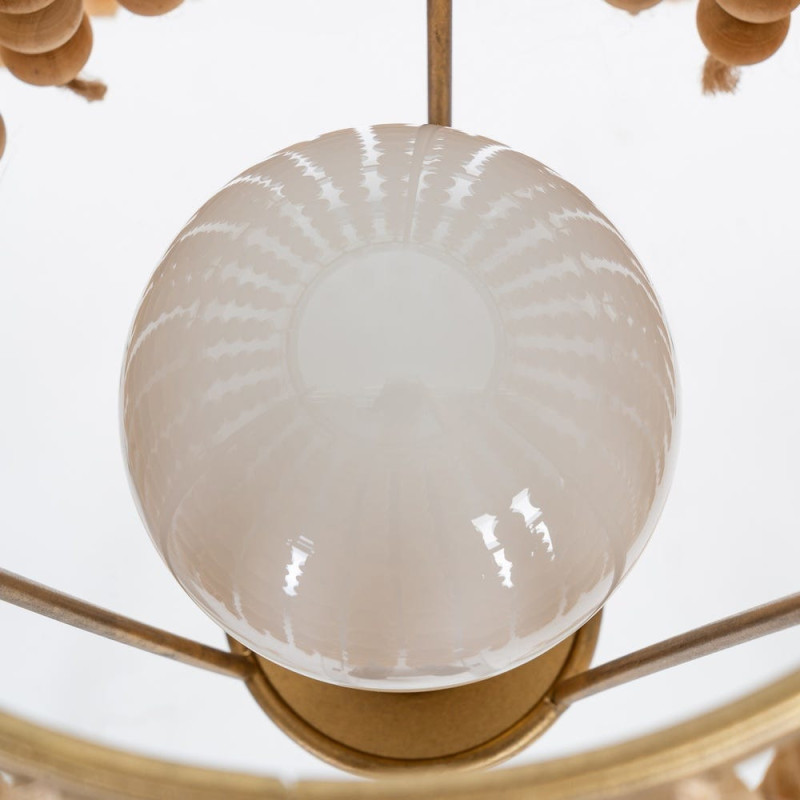 Grand Lampadaire sur pied bohème chic Perles Hauteur 152 cm Naturel Métal Doré Ciron 