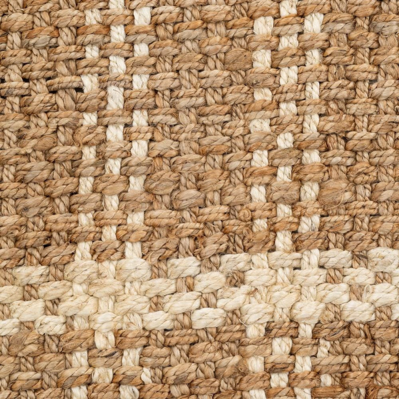 Grand Tapis bohème Rectangulaire 200x290 Naturel Blanc avec franges Raelo 