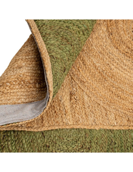 Grand Tapis bohème chic géométrique Rectangulaire 200x290 Naturel Vert Beige Tressé Vayel 