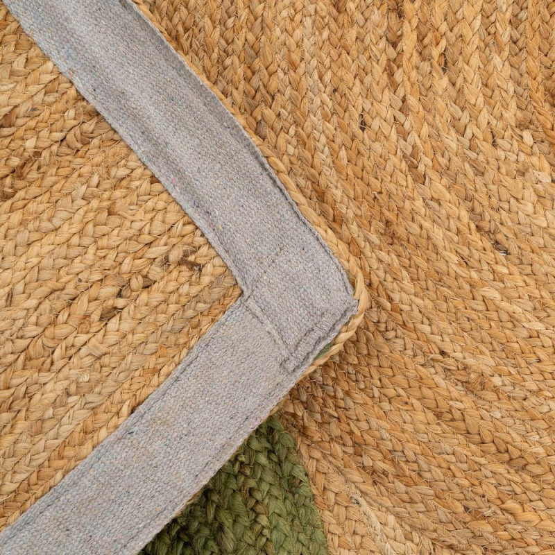 Grand Tapis bohème chic géométrique Rectangulaire 200x290 Naturel Vert Beige Tressé Vayel 