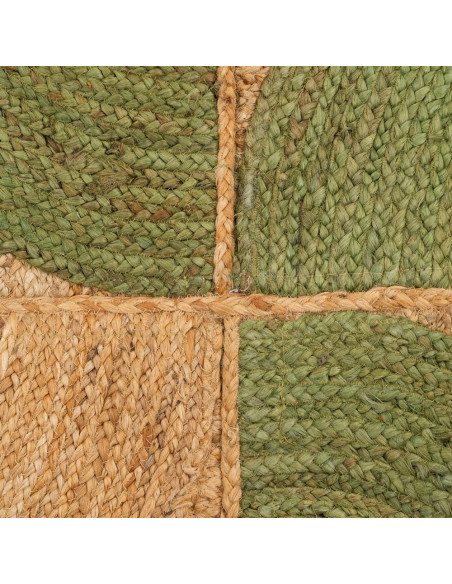 Grand Tapis bohème chic géométrique Rectangulaire 200x290 Naturel Vert Beige Tressé Vayel 