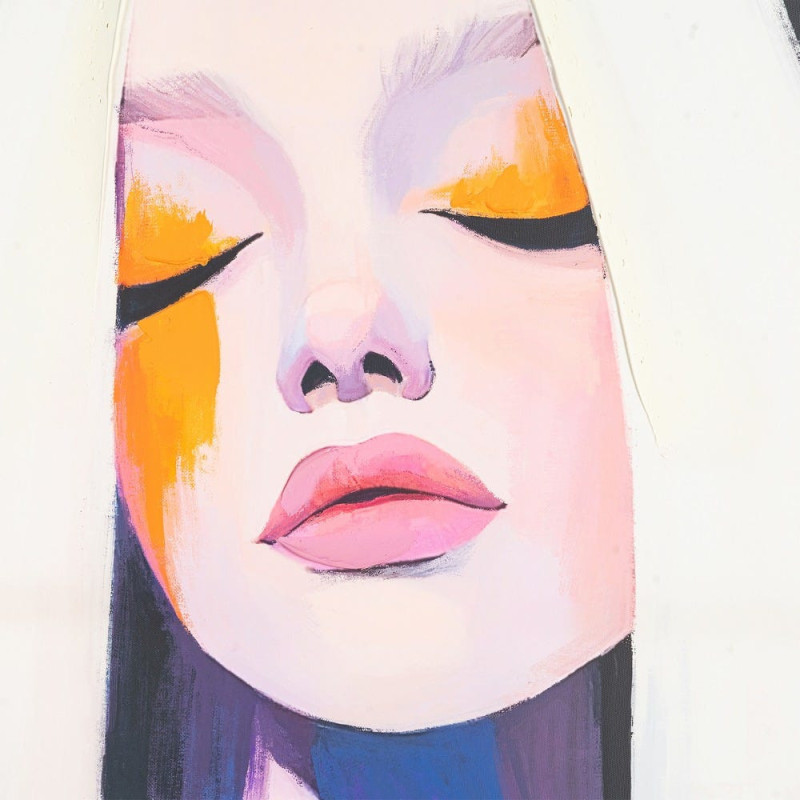 Grande Toile murale imprimée & peinte Femme pop art Cadre PS noir 75x100 Daevi 