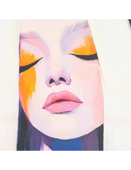 Grande Toile murale imprimée & peinte Femme pop art Cadre PS noir 75x100 Daevi 