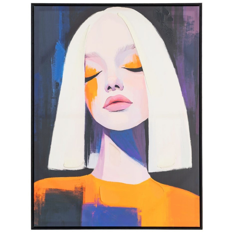 Grande Toile murale imprimée & peinte Femme pop art Cadre PS noir 75x100 Daevi
