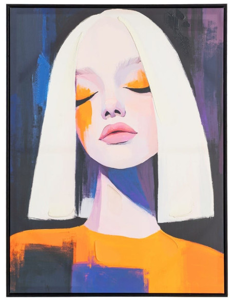 Grande Toile murale imprimée & peinte Femme pop art Cadre PS noir 75x100 Daevi